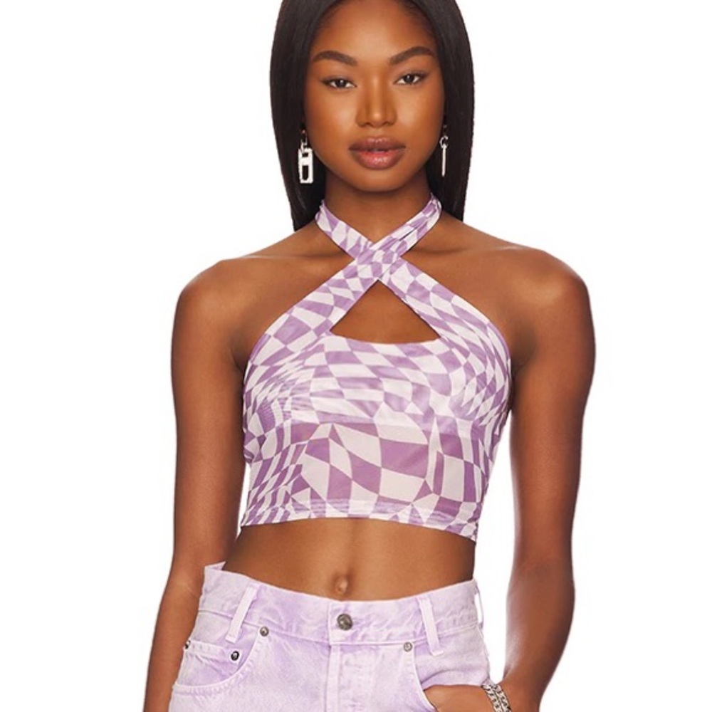 Superdown Moira Cross Over Top in Purple - Size M